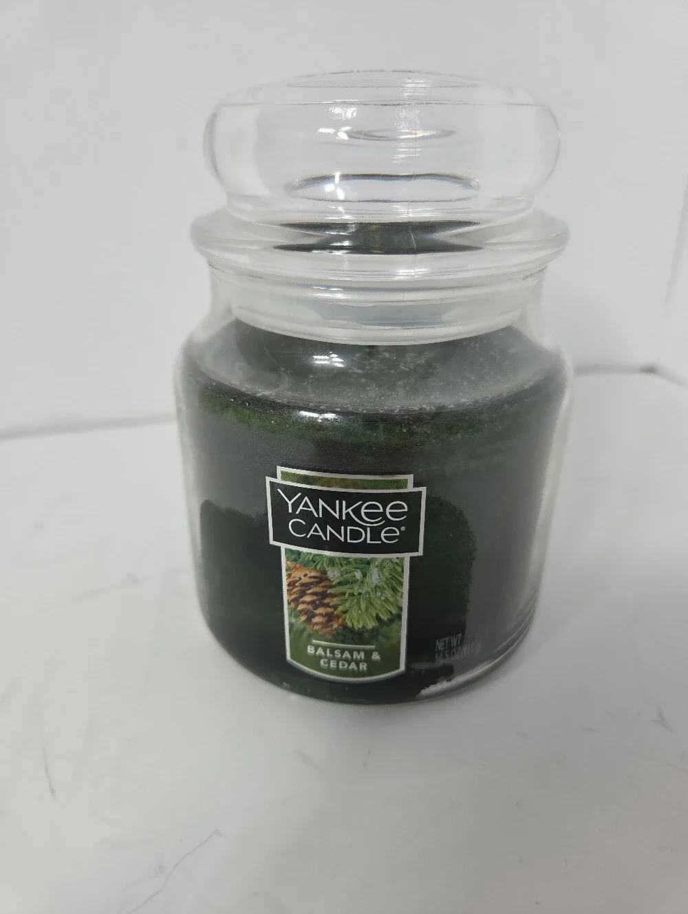 yankee candle balsam cedar single wick 14.5oz green jar candle fall ambiance